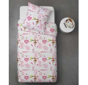 Detské bavlnené obliečky - zoo ružová Obrázok pre Detské bavlnené obliečky - zoo ružová