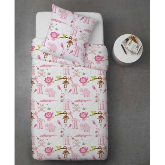 Obrázok pre Detské bavlnené obliečky - zoo ružová