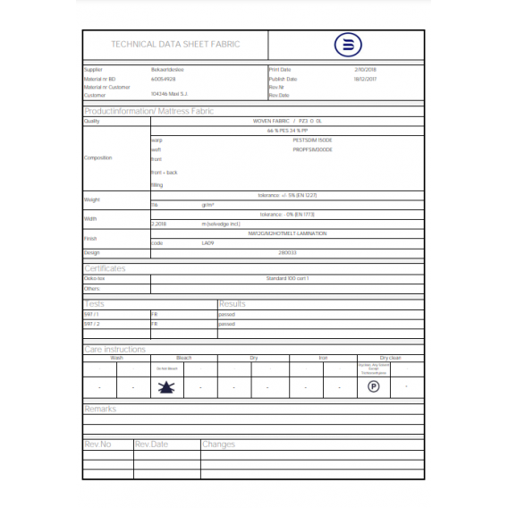 Obrázok pre Hotelový matrac MALAGA 2 s nehorľavým poťahom